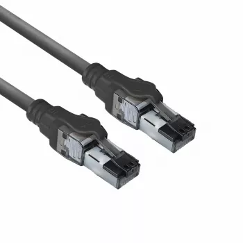 ACT Must 3 meetrit S/FTP CAT6A IDC 4PPoE / PoE++ 100W LSZH katkestusvaba paigakaabel RJ45 pistikutega