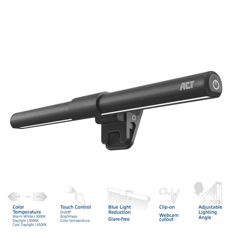 Klammerdatav sülearvuti LED-valgusriba ACT AC8050, hämardatav, USB-toitel