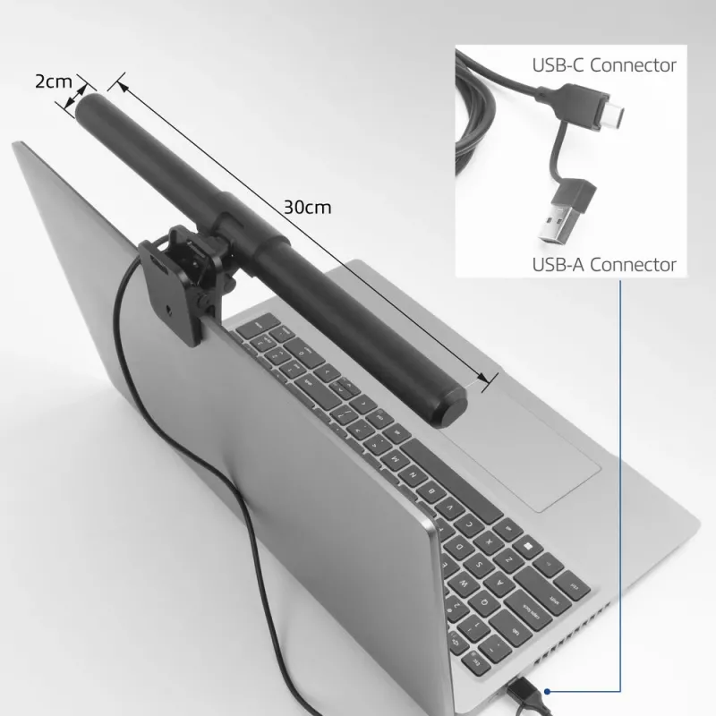Klammerdatav sülearvuti LED-valgusriba ACT AC8050, hämardatav, USB-toitel
