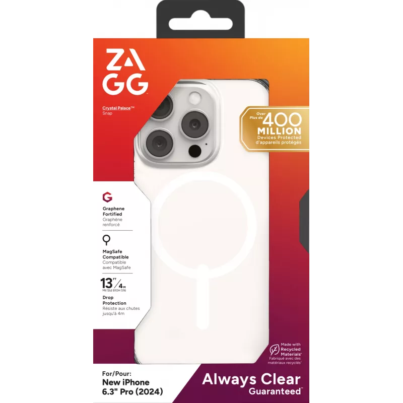 ZAGG Cases Crystal Palace Snap Apple iPhone 16 Pro Clear, Cover, Apple, iPhone 16 Pro, 16 cm (6.3 inch), Läbipaistev