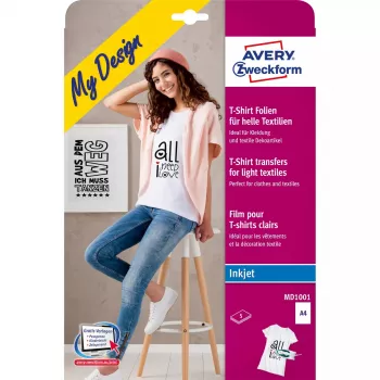 Riiete siirdepaber tindiprinterile Avery Zweckform MD1001 — polüpropüleen A4 210×297 mm, valge, heledad värvid, 5 tk pakendis