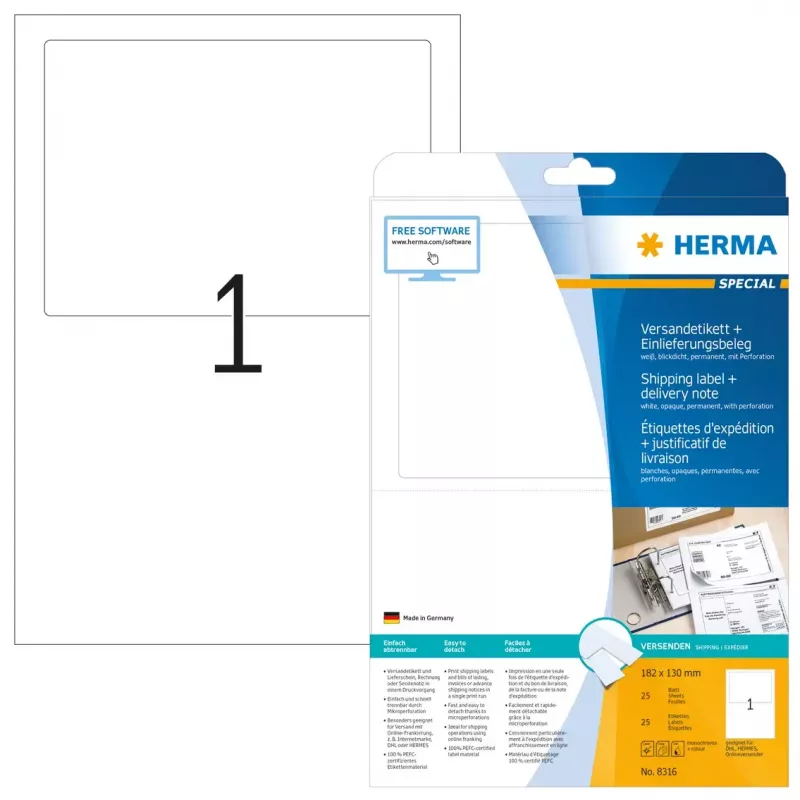 Saateetikett + saateleht HERMA 8316