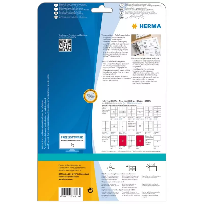 Saateetikett + saateleht HERMA 8316