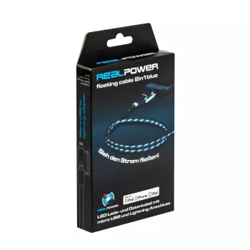 USB A/Lightning kaabel RealPower 0.75m Must/Blue