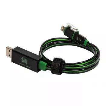 USB A / Lightningi kaabel RealPower 0,75 m must roheline
