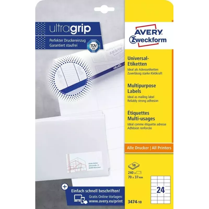 Isekleepuv silt Ristkülik AVERY 3474-10