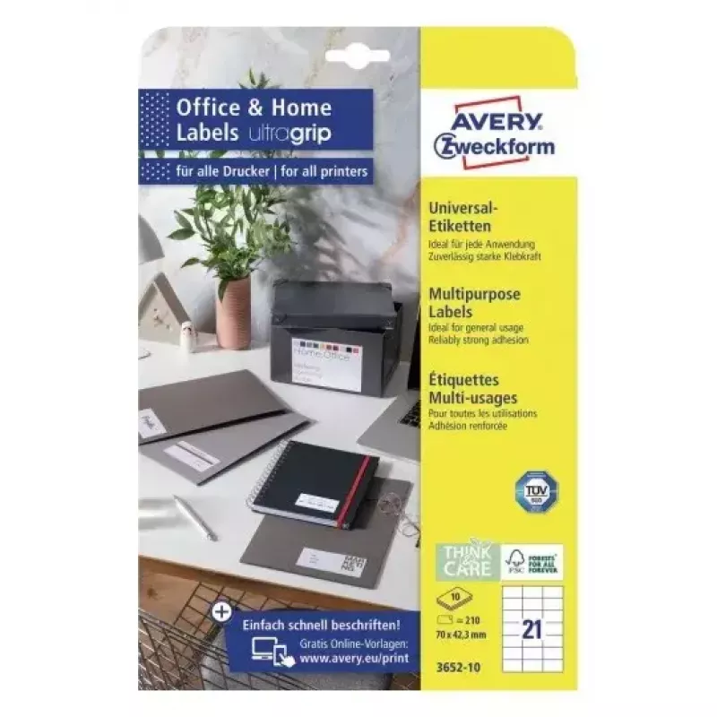 Isekleepuv silt Ristkülik AVERY 3652-10