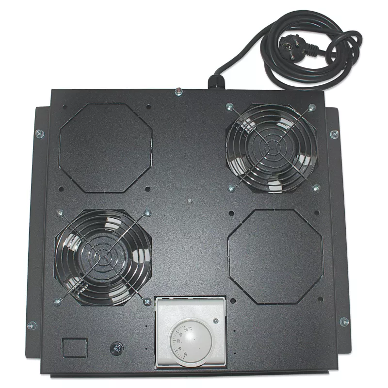Intellinet 2-ventilaatoriga ventilatsiooniseade 19-tollistele korpustele, katusepaigaldus, termostaadiga, must