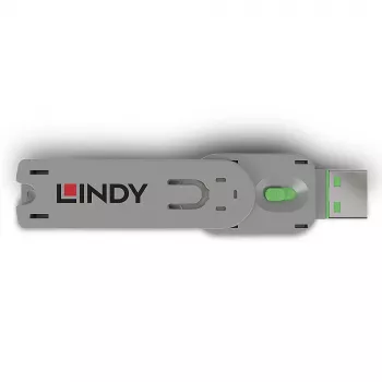 Lindy USB Type A pordiblokeerija võti, roheline, pordiblokeerija võti, USB Type-A, roheline, akrüülnitriilbutadieenstüreen (ABS), 1 tk, polükott