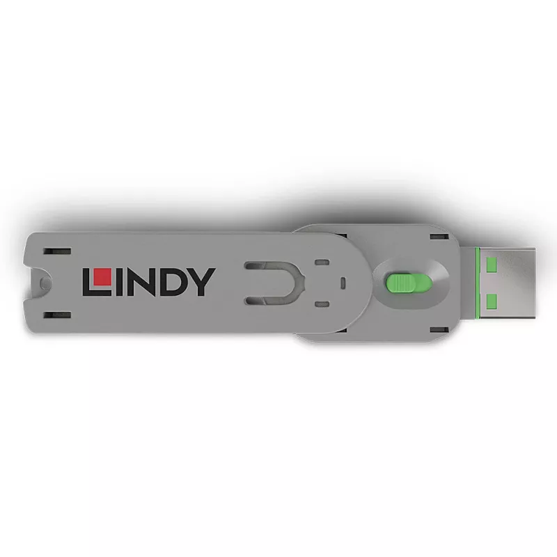 Lindy USB Type A pordiblokeerija võti, roheline, pordiblokeerija võti, USB Type-A, roheline, akrüülnitriilbutadieenstüreen (ABS), 1 tk, polükott