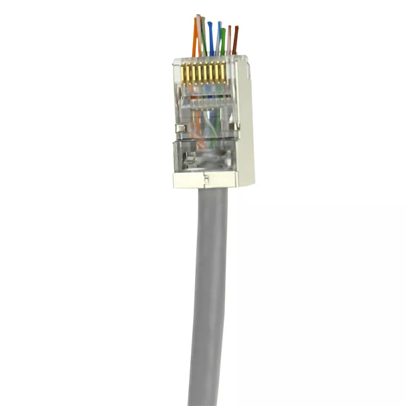ACT RJ45 (8P/8C) CAT6 easyconnect varjestatud modulaarne pistik ümarkaabli jaoks täis- või keerutatud juhtmetega