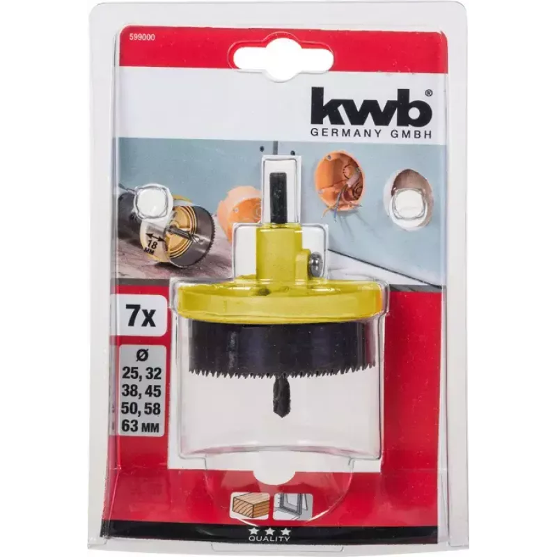 Augusae komplekt KWB 599000 7 tk 6,3 cm plastikule, puidule