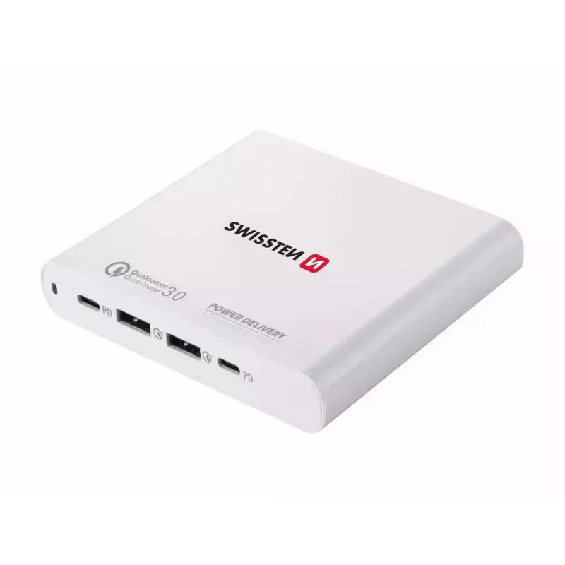 Reisilaadija SWISSTEN SW-TCH-87W-PD30-QC30-W — 87 W, PD 3.0, QC 3.0, nutitelefonidele ja sülearvutitele