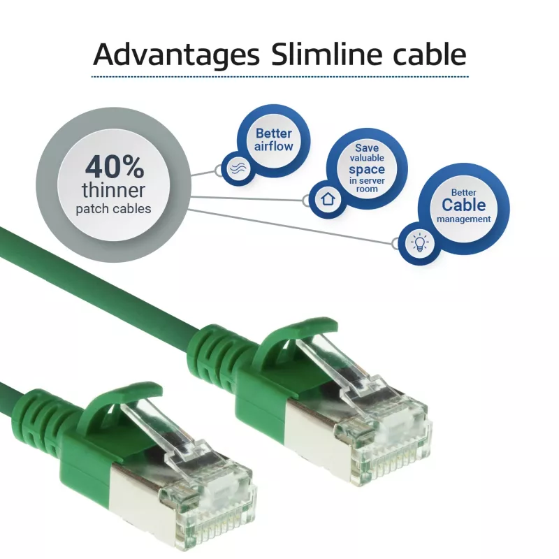ACT roheline 5 m LSZH U/FTP CAT6A andmekeskuse õhuke paigalduskaabel RJ45-pistikutega