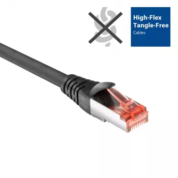 ACT must, 3 meetrit, CAT6A U/FTP PVC, paindlik sasipundumisvastane varjestatud paigalduskaabel RJ45-pistikuga