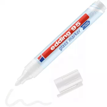 Klaasimarker Edding 95 ümarotsaga Valge