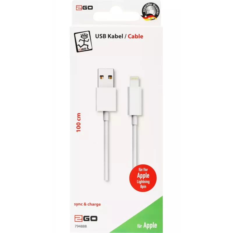 Lightning-kaabel 2GO 794888 1m Valge USB B