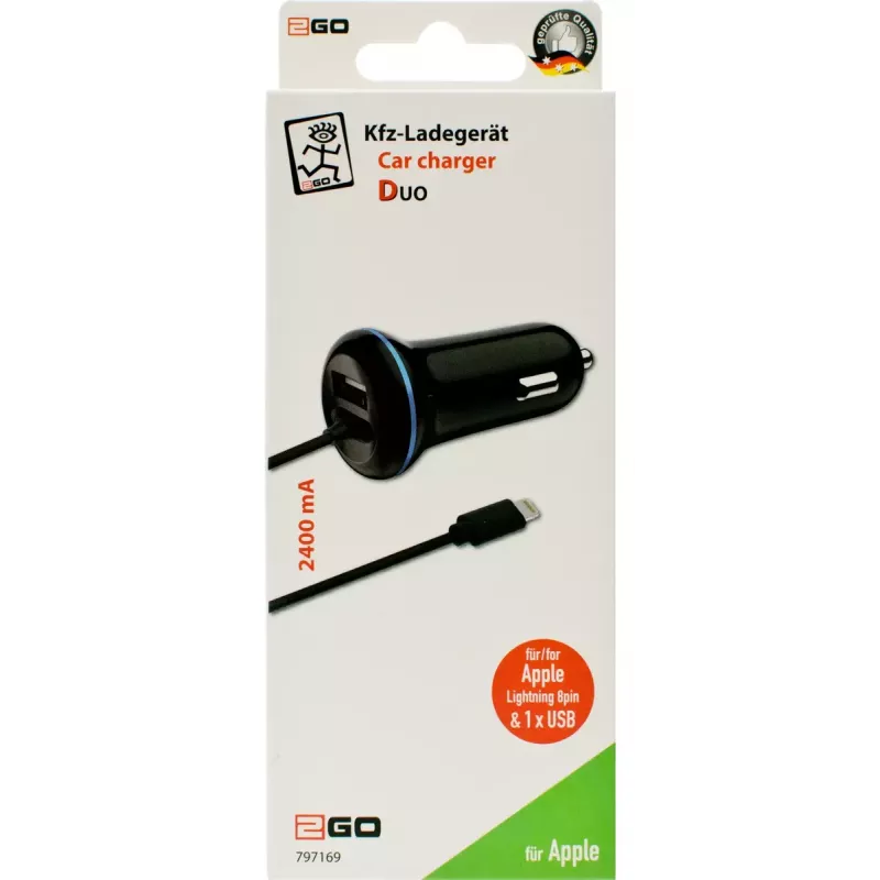 Mobiilseadme laadija 2GO 797169 Universal Must Sigaretisüütaja Auto 12/24V