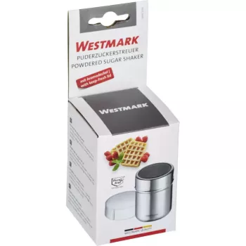 Suhkrudosaator Westmark 69502260 — ümmargune roostevabast terasest korpus polüpropüleenkomponentidega, 62×62×82 mm