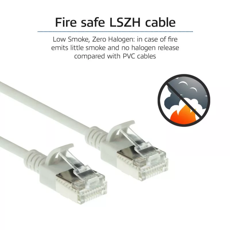 ACT hall 7 m LSZH U/FTP CAT6A andmekeskuse õhuke paigalduskaabel RJ45-pistikutega, takistuseta