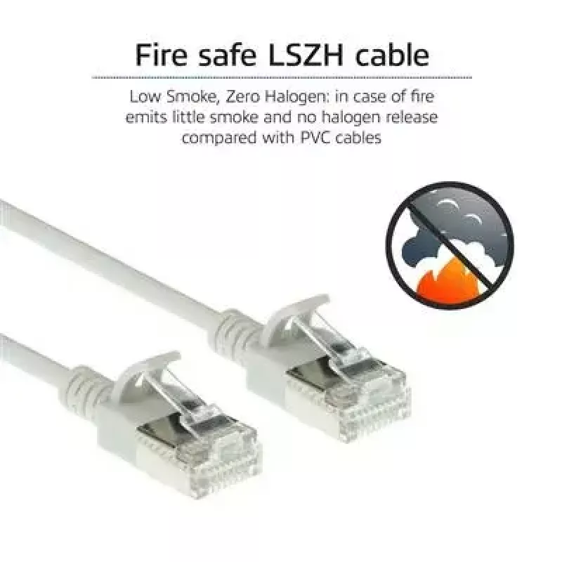 ACT hall 10 m LSZH U/FTP CAT6A andmekeskuse slimline ühenduskaabel snagless RJ45-pistikutega