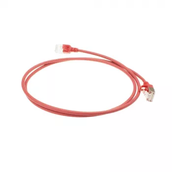 ACT punane 10 meetrit LSZH U/FTP CAT6A andmekeskuse slimline patch-kaabel, snagless, RJ45 konnektoritega