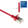 ACT punane 10 meetrit LSZH U/FTP CAT6A andmekeskuse slimline patch-kaabel, snagless, RJ45 konnektoritega