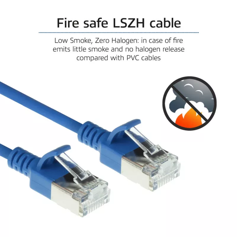 ACT sinine 10 meetrit LSZH U/FTP CAT6A andmekeskuse õhuke ühenduskaabel takistuseta RJ45-pistikute