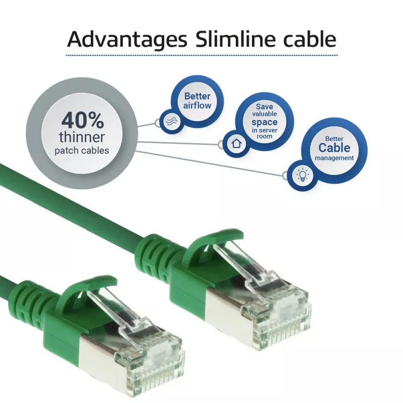 ACT roheline 7 m LSZH U/FTP CAT6A andmekeskuse õhuke ühenduskaabel takistuseta RJ45-pistikutega