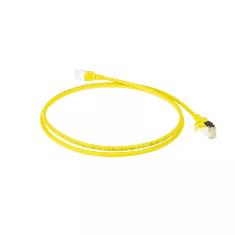 ACT Kollane 10 m LSZH U/FTP CAT6A andmekeskuse õhuke paigalduskaabel RJ45 pistikutega