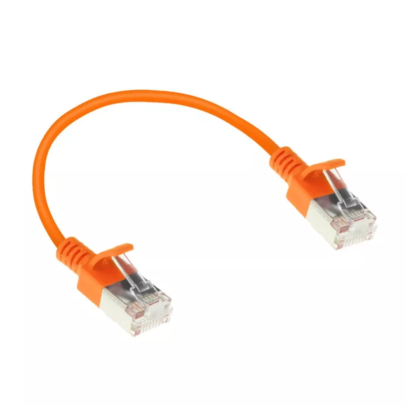 ACT Oranž 0,5 m LSZH U/FTP CAT6A andmekeskuse õhuke Etherneti ühenduskaabel RJ45 pistikutega