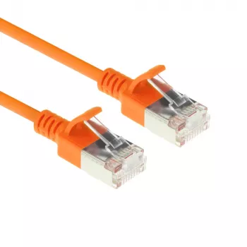 ACT oranž 1 meeter LSZH U/FTP CAT6A andmekeskuse slimline paigakaabel snagless RJ45-pistikutega