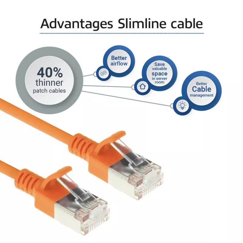 ACT oranž 10 m LSZH U/FTP CAT6A andmekeskuse õhuke ühenduskaabel RJ45-pistikutega