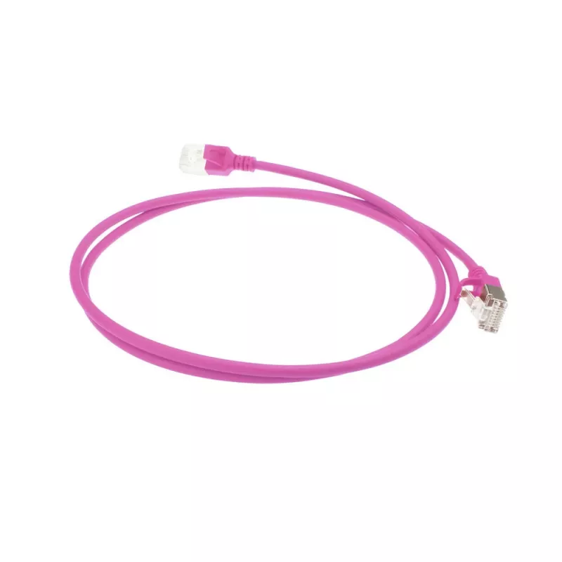 ACT roosa 1 meeter LSZH U/FTP CAT6A andmekeskuse õhuke patch-kaabel RJ45 pistikutega