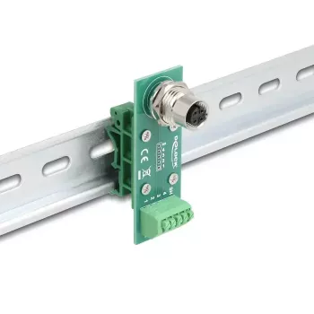 DeLOCK M12 ülekandemooduli adapter, 4 kontaktiga A-kodeeringuga emane M12 5 kontaktiga klemmiplokile