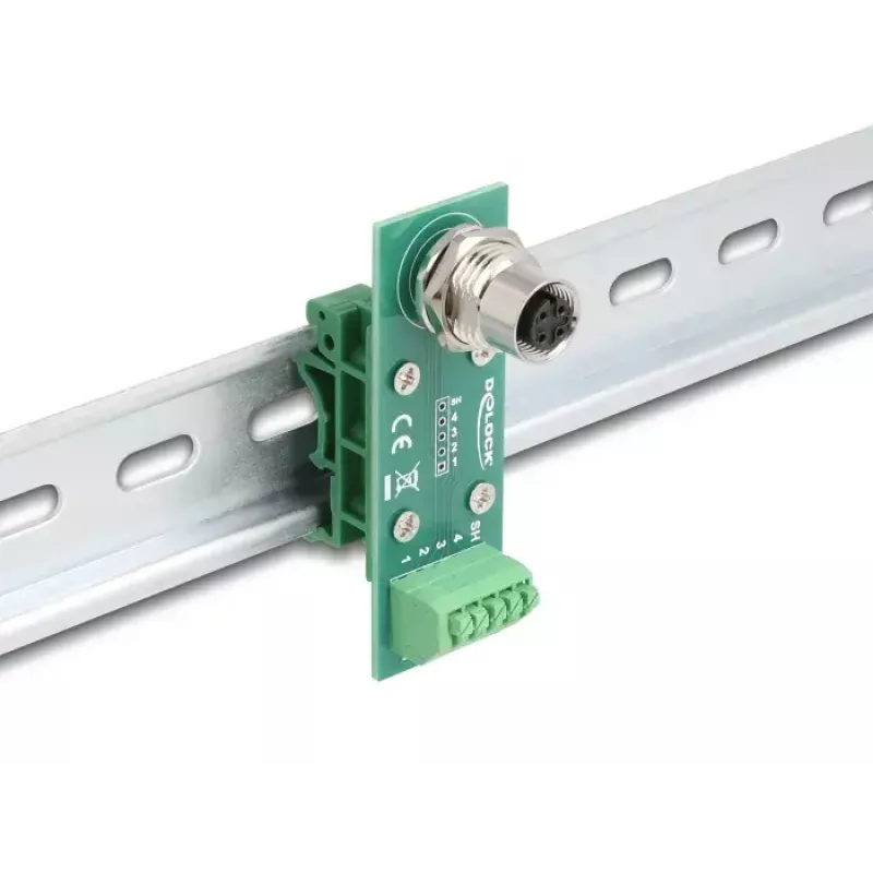 DeLOCK M12 ülekandemooduli adapter, 4 kontaktiga A-kodeeringuga emane M12 5 kontaktiga klemmiplokile