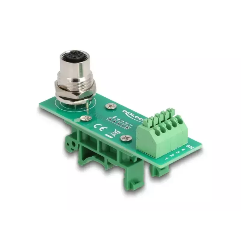 DeLOCK M12 ülekandemooduli adapter, 4 kontaktiga A-kodeeringuga emane M12 5 kontaktiga klemmiplokile