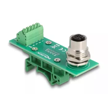 DeLOCK M12 ülekandemooduli adapter, 4 kontaktiga A-kodeeringuga emane M12 5 kontaktiga klemmiplokile