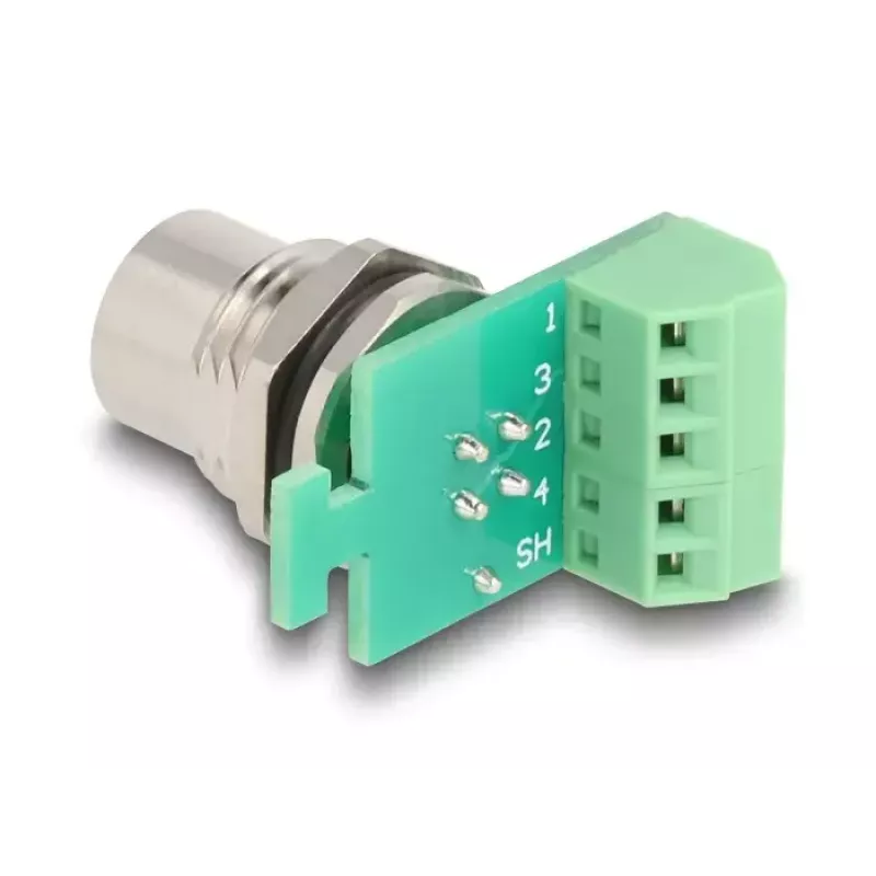 DeLOCK M12 ülekandemooduli adapter, 4-kontaktiline A-kodeeringuga emane, 5-kontaktilisele klemmiplokile