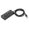 Manhattan USB-C dokk/jaotur, 4 porti iga pordi sisse-/väljalülitiga: USB-A (x4), 5 Gbps (USB 3.2 Gen1 ehk USB 3.0), universaalne kõigile seadmetele, siini- või vahelduvvoolutoide (valikuline pistik, ei kuulu komplekti), 1,5 m kaabel, SuperSpeed USB, must, 3-aastane garantii