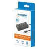 Manhattan USB-C dokk/jaotur, 4 porti iga pordi sisse-/väljalülitiga: USB-A (x4), 5 Gbps (USB 3.2 Gen1 ehk USB 3.0), universaalne kõigile seadmetele, siini- või vahelduvvoolutoide (valikuline pistik, ei kuulu komplekti), 1,5 m kaabel, SuperSpeed USB, must, 3-aastane garantii