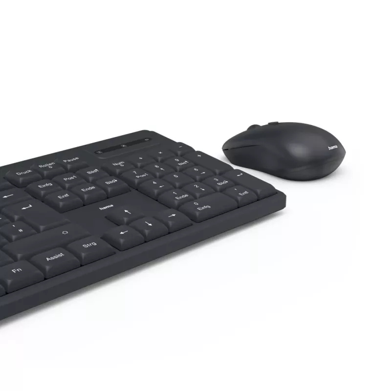 Hama WKM-200 klaviatuur, hiir kaasas, kodu/kontor, RF-juhtmevaba, QWERTZ, saksa, must