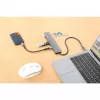 Manhattan USB-C dokk/jaotur, pordid (x7): USB-A (x3) ja USB-C (x4), toiteedastusega (PD) 100W – vajab välist USB-C laadijat (ei kuulu komplekti). USB-toitega (välist toiteplokki pole vaja), kui PD-d ei kasutata. Alumiinium.