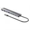 Manhattan USB-C dokk/jaotur, pordid (x7): USB-A (x3) ja USB-C (x4), toiteedastusega (PD) 100W – vajab välist USB-C laadijat (ei kuulu komplekti). USB-toitega (välist toiteplokki pole vaja), kui PD-d ei kasutata. Alumiinium.