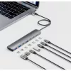 Manhattan USB-C dokk/jaotur, pordid (x7): USB-A (x3) ja USB-C (x4), toiteedastusega (PD) 100W – vajab välist USB-C laadijat (ei kuulu komplekti). USB-toitega (välist toiteplokki pole vaja), kui PD-d ei kasutata. Alumiinium.