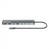 Manhattan USB-C dokk/jaotur, pordid (x7): USB-A (x3) ja USB-C (x4), toiteedastusega (PD) 100W – vajab välist USB-C laadijat (ei kuulu komplekti). USB-toitega (välist toiteplokki pole vaja), kui PD-d ei kasutata. Alumiinium.