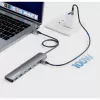 Manhattan USB-C dokk/jaotur, pordid (x7): USB-A (x3) ja USB-C (x4), toiteedastusega (PD) 100W – vajab välist USB-C laadijat (ei kuulu komplekti). USB-toitega (välist toiteplokki pole vaja), kui PD-d ei kasutata. Alumiinium.
