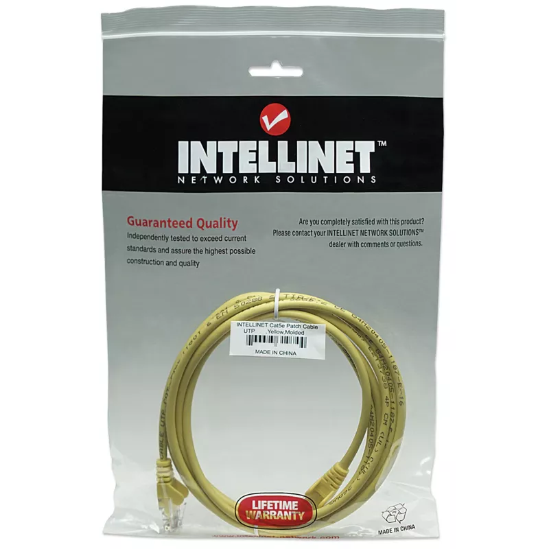 Intellinet Network patch-kaabel, Cat5e, 1m, kollane, CCA, U/UTP, PVC, RJ45, Gold Plated Contacts, Snagless, Booted, Lifetime Warranty
