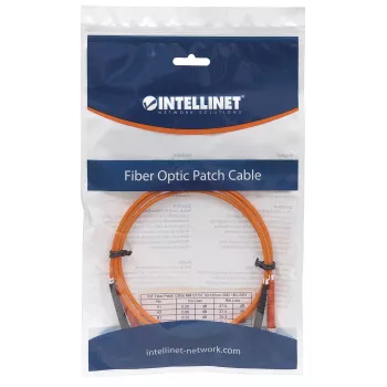 Intellinet Fiiberoptiline patch-kaabel, OM2, ST/ST, 3m, Oranž, Dupleks, Multimood, 50/125 µm, LSZH, Fiiber, Eluaegne Garantii