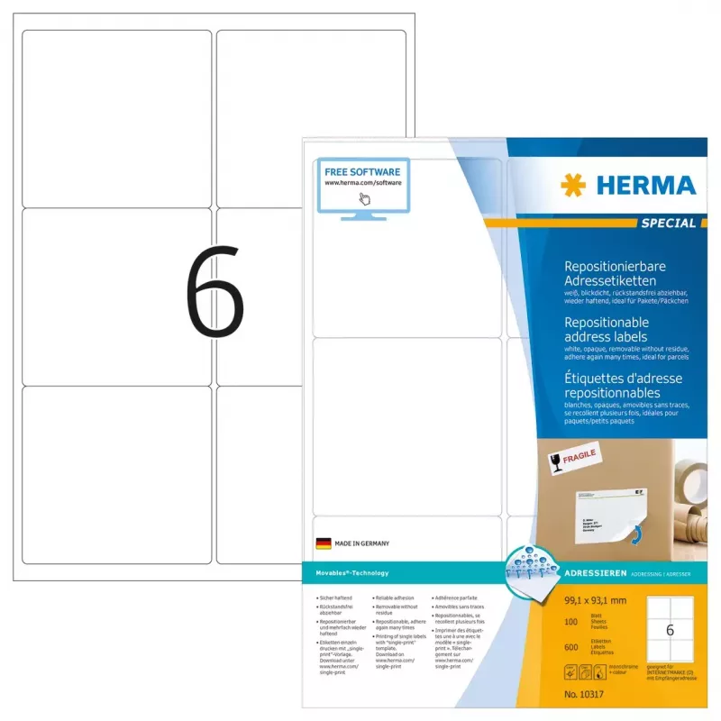 Ümberpaigutatavad aadressisildid HERMA 10317